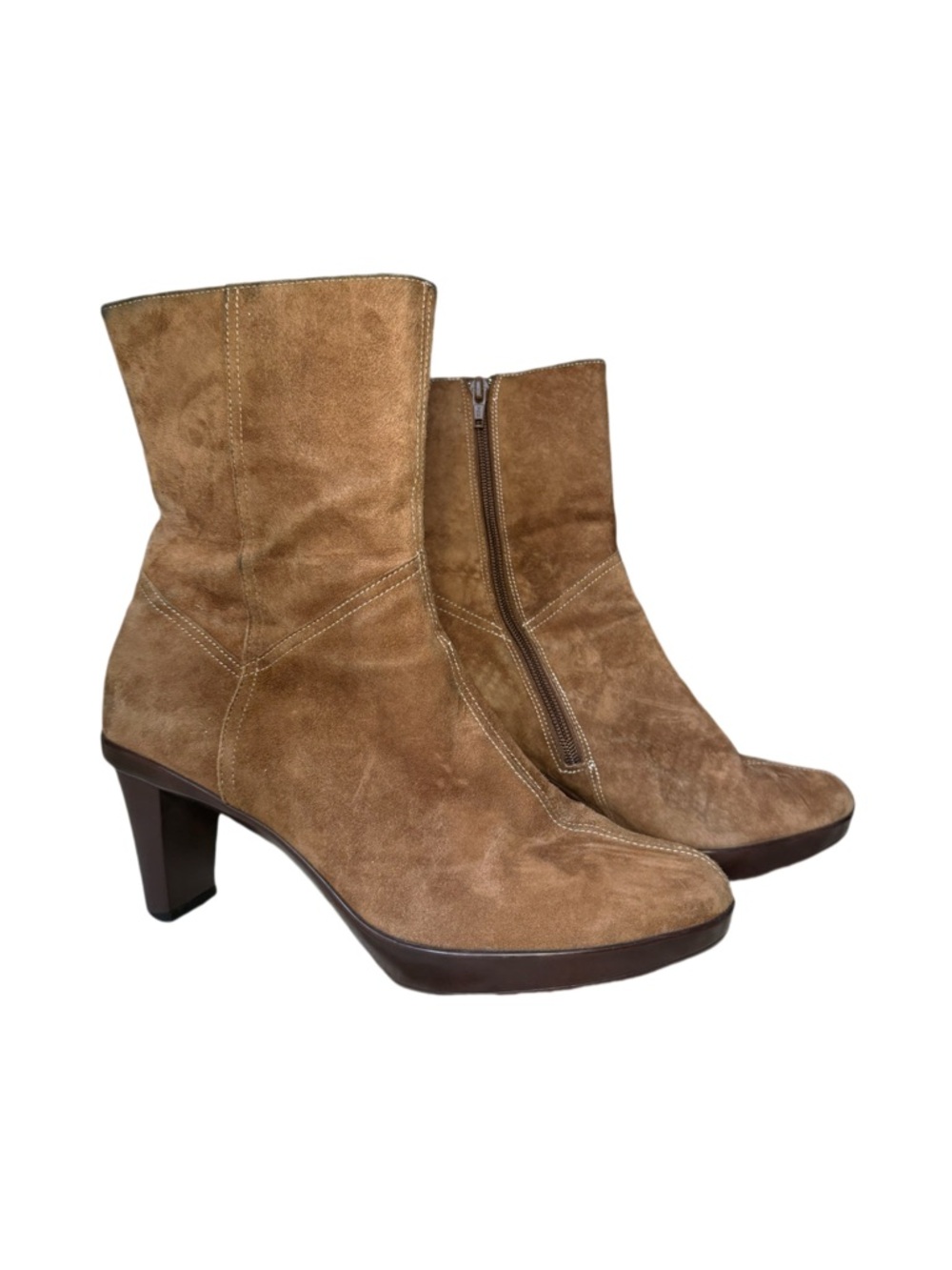 Vintage Style Tan Suede Ankle Boot
